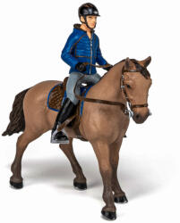 Papo Set figurine echitatie cal si jocheu in jacheta albastra Papo (Papo51565) Figurina