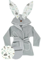 MimiNu Halat de baie, MimiNu, 6 - 24 luni, bumbac si thermo fleece, Forest Friends Mint (6426972010580) Prosop