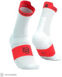 Compressport Pro Racing V4.0 Run High zokni, fehér/neonpiros (T3 (EU 42-44))