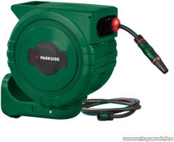 ParkSide PSA 25 D1 Fali automata tömlődob, 25 méter, 1/2" locsolótömlővel és szórófejjel