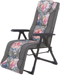 Patio Mijas Plus összecsukható kerti szék lábtartóval szürke virágos (5904134674418)