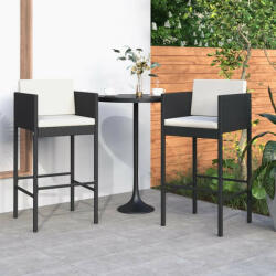 vidaXL 2 db fekete polyrattan bárszék párnával (VD316657)