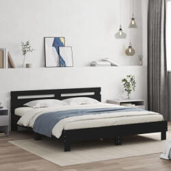 vidaXL fekete szerelt fa ágykeret fejtámlával 160 x 200 cm (VD3207407)