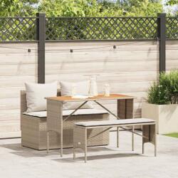 vidaXL 3 részes bézs polyrattan kerti étkezőgarnitúra párnákkal (4104192) - vidaxl