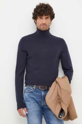 Calvin Klein gyapjú pulóver könnyű, férfi, sötétkék, garbónyakú - sötétkék L