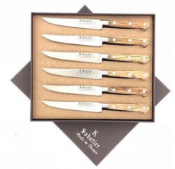 Sabatier 11106STEAKOL Cutie cu 6 cutite pentru friptura, olive, lungime 13cm, maner din lemn de maslin, Sabatier Authentique (11106STEAKOL)