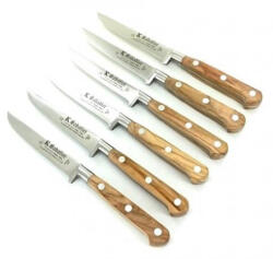 Sabatier Set 6 cutite friptura, olive, lungime 10cm, maner din lemn de maslin, Sabatier Authentique (6x1081DES10LOL)