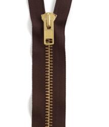 Tandy Leather Fermoar YKK pielarie din alama cu banda maro, Tandy Leather SUA (Lungime: 127mm) (58002-02)