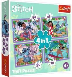 Trefl Puzzle Trefl 4 In 1, Disney Stitch, Ziua Fermecata Puzzle