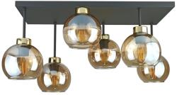 Keter Lighting Lustră aplicată NESSA 6xE27/60W/230V negru/auriu/bej fumuriu (KE0135)