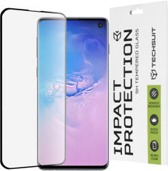 Techsuit - 111D Teljes Borítású / Teljes Ragasztású Üveg / 3D Ívelt Kijelző - Samsung Galaxy S10 - Fekete üvegfólia