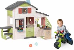 Smoby Set căsuţă Prietenilor și babytaxiu motocicletă Friends House Life Smoby extensibilă cu bucătărie și sonerie electronică (SM810207-10) Casuta pentru copii