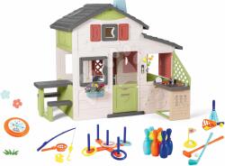 Smoby Set căsuţă Prieteni și un set sportiv de jocuri Friends House Life Smoby extensibilă cu bucătărie și sonerie electronică (SM810207-13) Casuta pentru copii