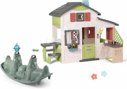 Smoby Set căsuţă Prietenilor și tobogan cu apă Friends House Life Smoby extensibilă cu sonerie electronică și balansoar Cățel cu două părți (SM810207-4) Casuta pentru copii