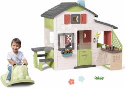 Smoby Set căsuţa Prietenilor și balansoar Motan Friends House Life Smoby extensibilă cu bucătărie cu sonerie electronică (SM810207-20) Casuta pentru copii