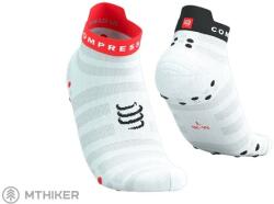 Compressport Pro Racing V4.0 Ultralight Run Low zokni, fehér/neonpiros/fekete (T2 (EU 39-41))