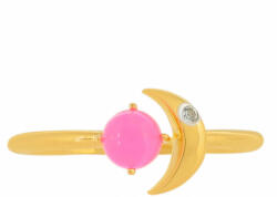 Arannyal Bevont Ezüst Gyűrű Etiópiai Neon Pink Opállal és Fehér Topázzal, PCY10046/57 (PCY10046/57)