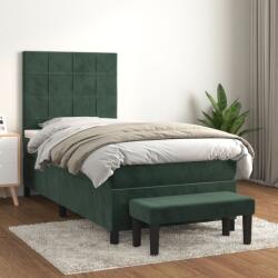 vidaXL sötétzöld bársony rugós ágy matraccal 90x190 cm (3137818)