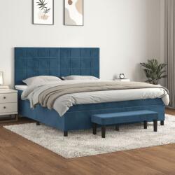 vidaXL sötétkék bársony rugós ágy matraccal 160x200 cm (3137855)