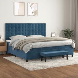 vidaXL sötétkék bársony rugós ágy matraccal 200x200 cm (3138107)