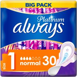 Always Platinum Normal (1-es méret) Szárnyas egészségügyi betét, 30 db (8001841913803)