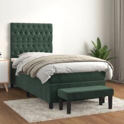 vidaXL sötétzöld bársony rugós ágy matraccal 80 x 200 cm (3137992)