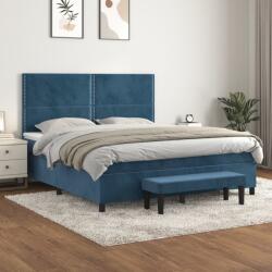 vidaXL sötétkék bársony rugós ágy matraccal 180x200 cm (3137801)
