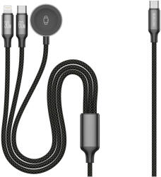 Jellico Apple Watch, iPhone és MacBook 3in1 töltő kábel, 1, 2m Lightning, USB-C és vezeték nélküli mágneses indukciós (JELLICO - B25)