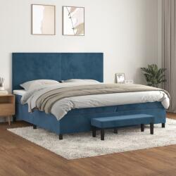 vidaXL sötétkék bársony rugós ágy matraccal 200x200 cm (3137747)