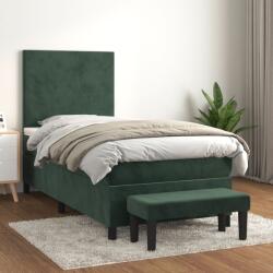vidaXL sötétzöld bársony rugós ágy matraccal 90x190 cm (3137698)