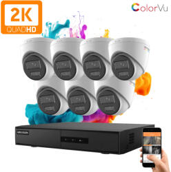 Hikvision ColorVu 7 kamerás IP dome kamera rendszer 4MP színes éjszakai képpel