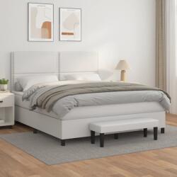 vidaXL fehér műbőr rugós ágy matraccal 160 x 200 cm (3137612)