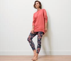 Tchibo Női pizsama, leggings, virágos/papaya Felsőrész: papaja Nadrág: sötétkék, színes virágos nyomott mintával XL 48/50