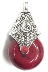  Gyöngy alkatrész- medál ásvány hatású díszes medálakasztóval 30x18mm bordó 1db