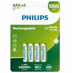 Philips Nikkel-fém-hidrid akkumulátor (NiMH) Philips Aaa (R3) 1000 mAh 4 db (R03B4RTU10/10)