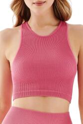 Gabriella Crop top Halter Rib, málnapiros, L/XL