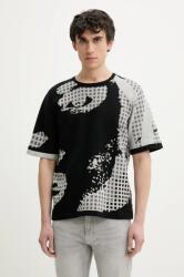 Desigual pamut pulóver PALERMO könnyű, férfi, fekete, 25SMTF06 - fekete S