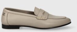 Tommy Hilfiger bőr mokaszin ESSENTIAL LEATHER LOAFER bézs, női, lapos talpú, FW0FW07769 - bézs Női 41