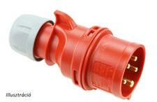 PCE Ipari dugvilla lengő 3P+E 16A 400V(50+60Hz) piros IP44 műanyag csavaros 6h-pozíció Shark PCE - 014-6