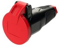 PCE Dugalj lengő 2P+E piros gyűrűvel fedeles 16A 230V egyenes fekete gumi csavaros IP54 Taurus2 PCE - 2512-sr