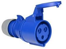 PCE Ipari dugalj lengő 2P+E 32A 230V(50+60Hz) kék egyenes IP44 műanyag 6h-pozíció csavaros Shark PCE - 223-6