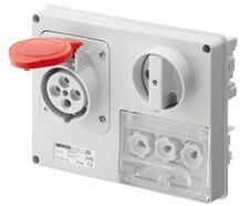 Gewiss Ipari dugalj ráépíthető 3P+E 3xD01 hengeres betét mechanikai reteszelés 16A IP44 IB GEWISS - GW66130