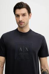 Giorgio Armani pamut póló sötétkék, férfi, nyomott mintás, XM000358 AF10364 - sötétkék XL