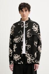Desigual pamut ing NATURE férfi, galléros, fekete, relaxed, 25SMCW16 - fekete XL