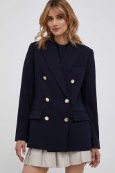 Lauren Ralph Lauren gyapjú kabát sötétkék, sima, kétsoros gombolású - sötétkék 34
