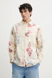Desigual pamut ing IKAT férfi, galléros, bézs, regular, 25SMCW14 - bézs L