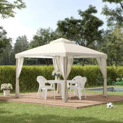 AFM Pergola Pavilion foisor pentru gradina terasa, cadru metalic, cu plasa anti tantari, bej, 2.95x2.95x2.63 m (C964321)