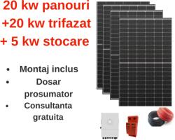 Deye Sistem complet fotovoltaic 20 kw panouri+ 20 kw trifazat +5 kw stocare (M-SIS-AC-20-20KW-5)