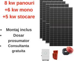 Deye Sistem complet fotovoltaic 8 kw panouri+ 6 kw monofazat + 5 kw stocare (M-SIS-AC-8-6KW-MONO-5)
