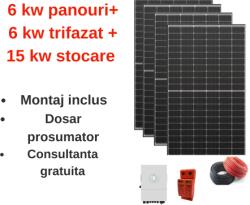 Deye Sistem complet fotovoltaic 6 kw panouri + 6 kw trifazat + 14.33 kw stocare (M-SIS-AC-6KW-TRIF-15)